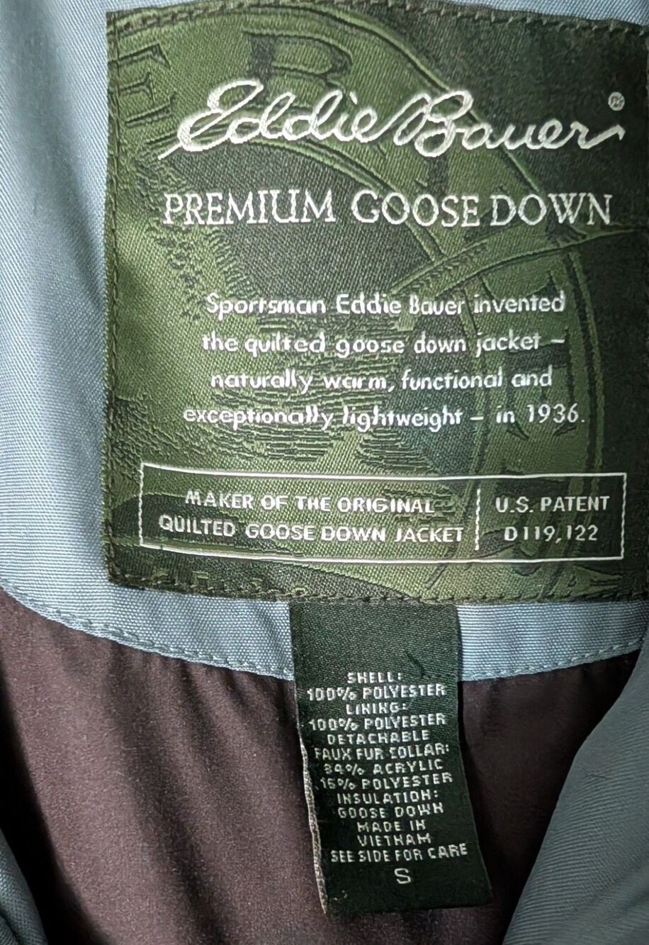 Eddie Bauer Goose Down Jacket Womens Small Puffer Quilted Button Für Collar (A3 - Picture 4 of 4
